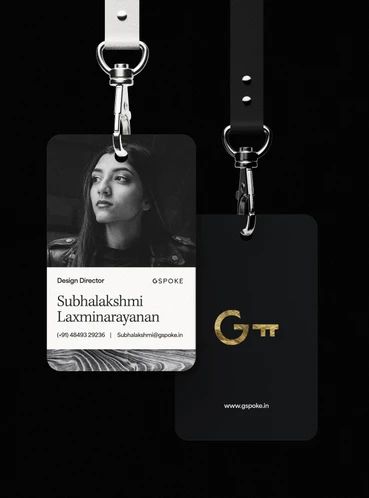 Gspoke black identity tags and portrait card