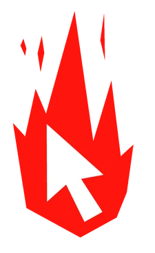 Animated white cursor inside a red flame