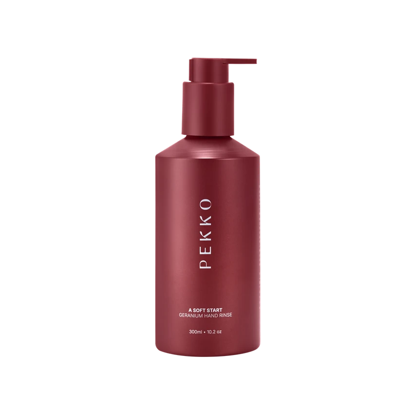 Red Pekko hand and body wash pump bottle
